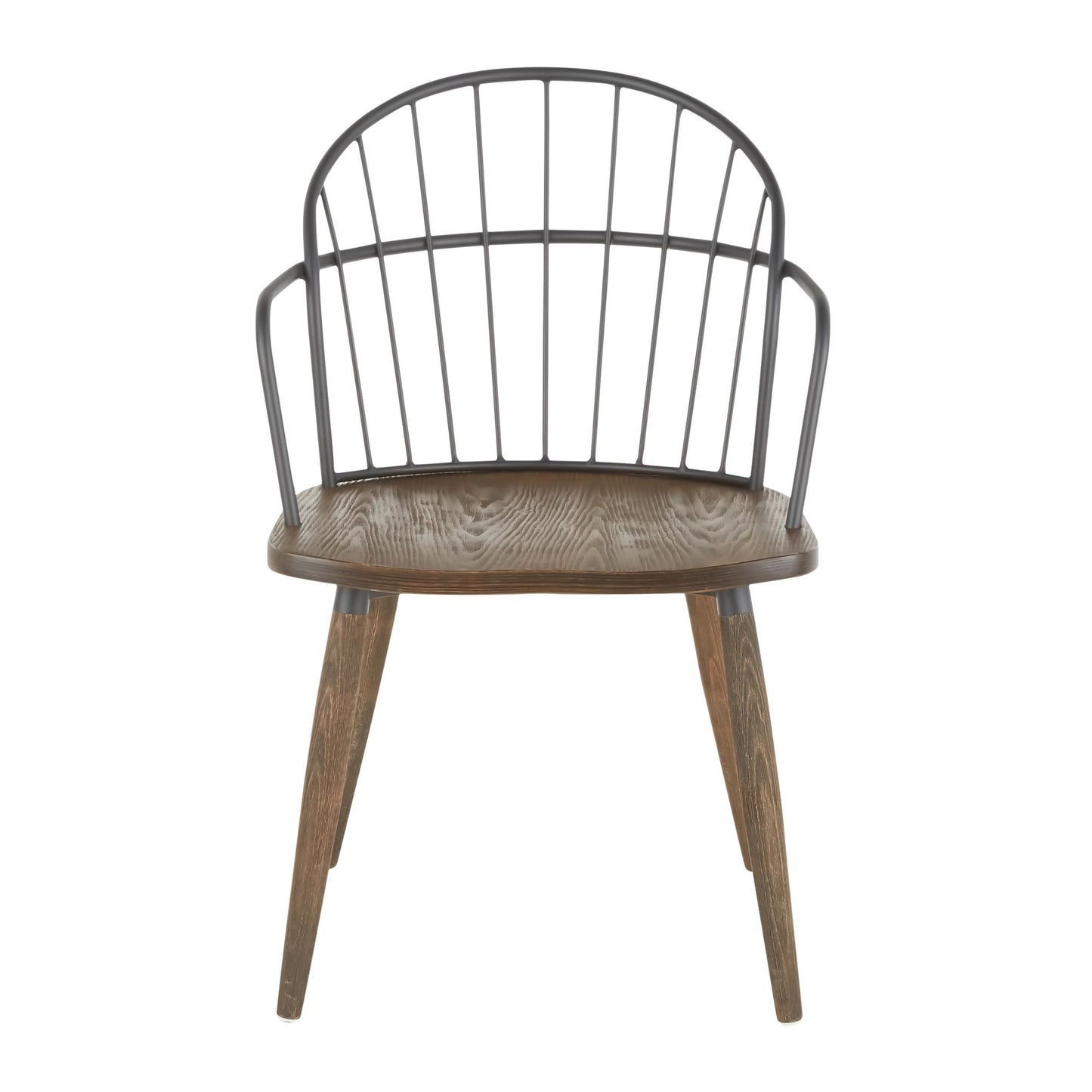 Majestic Office Furniture Industrial Chair in Dark Walnut Wood and Black Metal