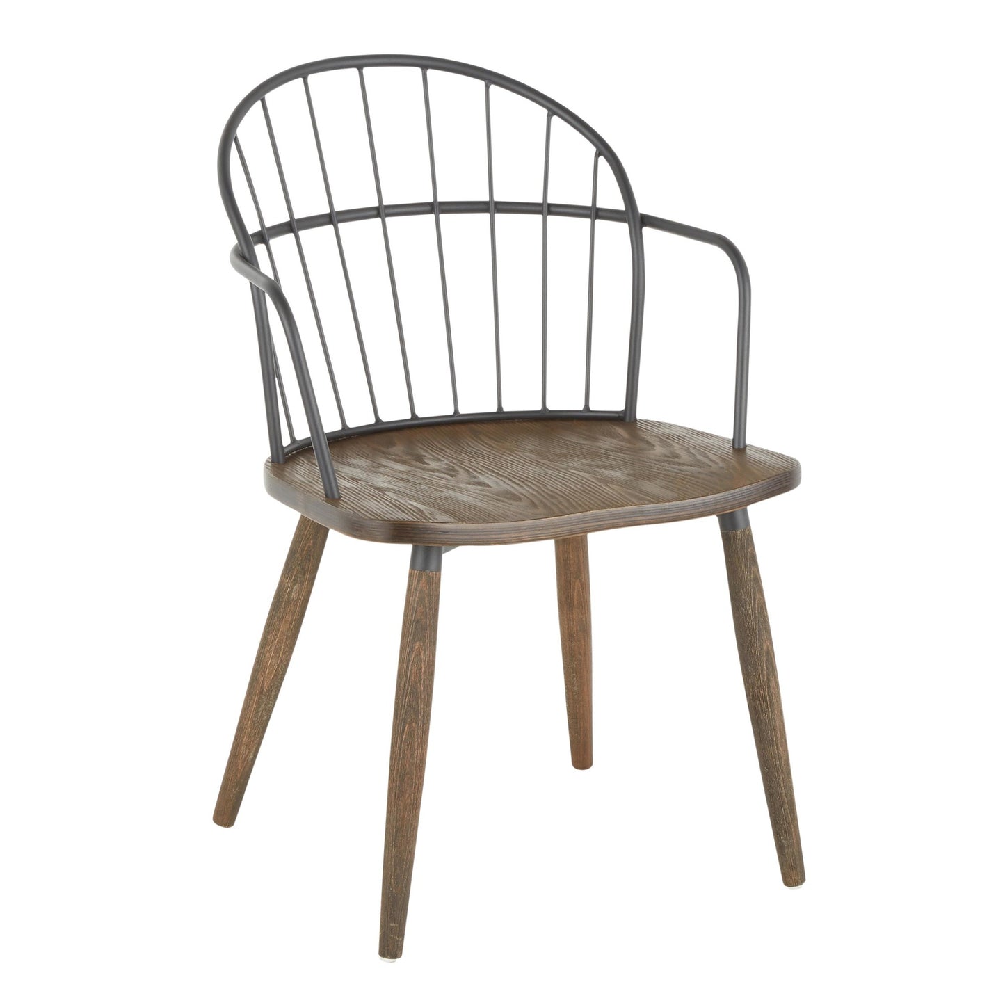 Majestic Office Furniture Industrial Chair in Dark Walnut Wood and Black Metal