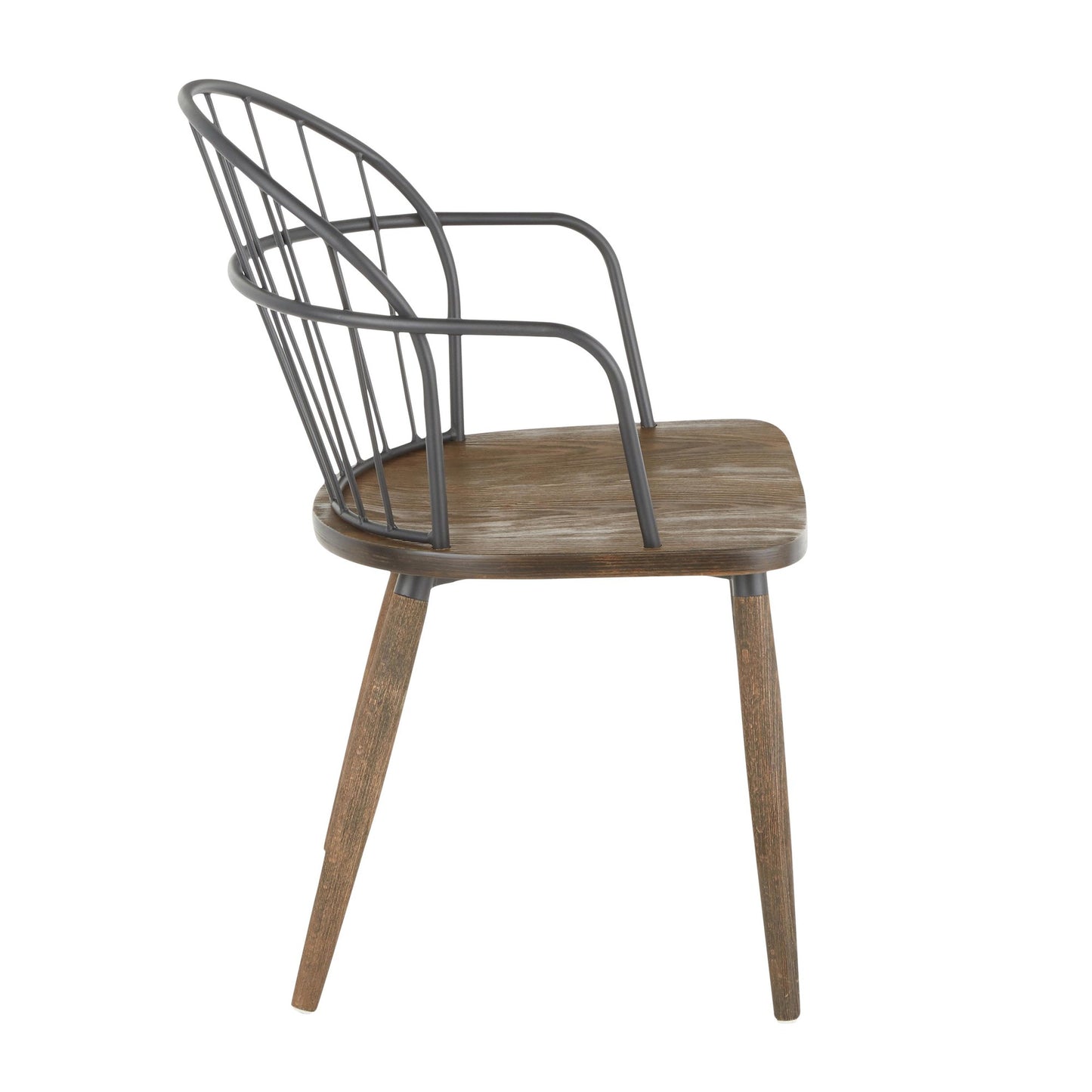 Majestic Office Furniture Industrial Chair in Dark Walnut Wood and Black Metal