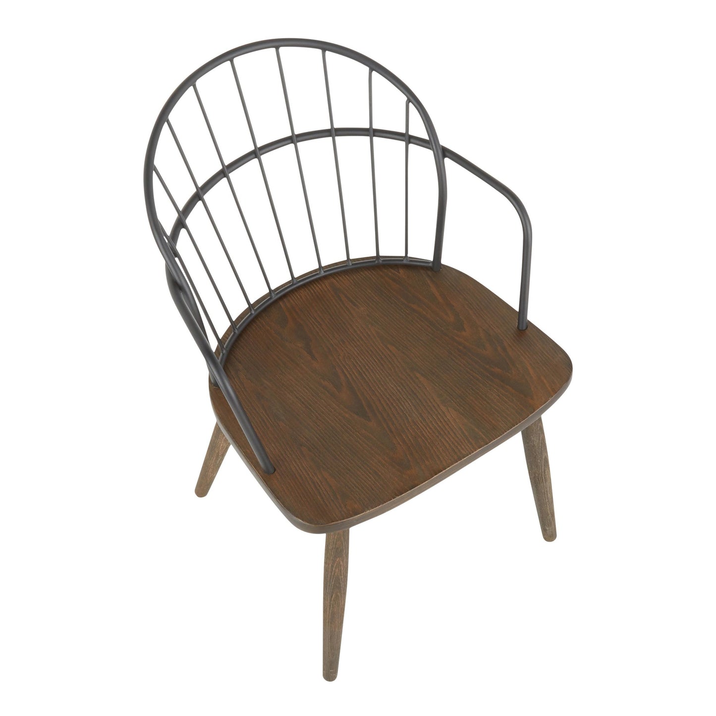 Majestic Office Furniture Industrial Chair in Dark Walnut Wood and Black Metal