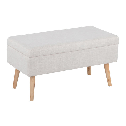 Majestic Office Furniture Contemporary Bench in Natural Wood and Beige Fabric
