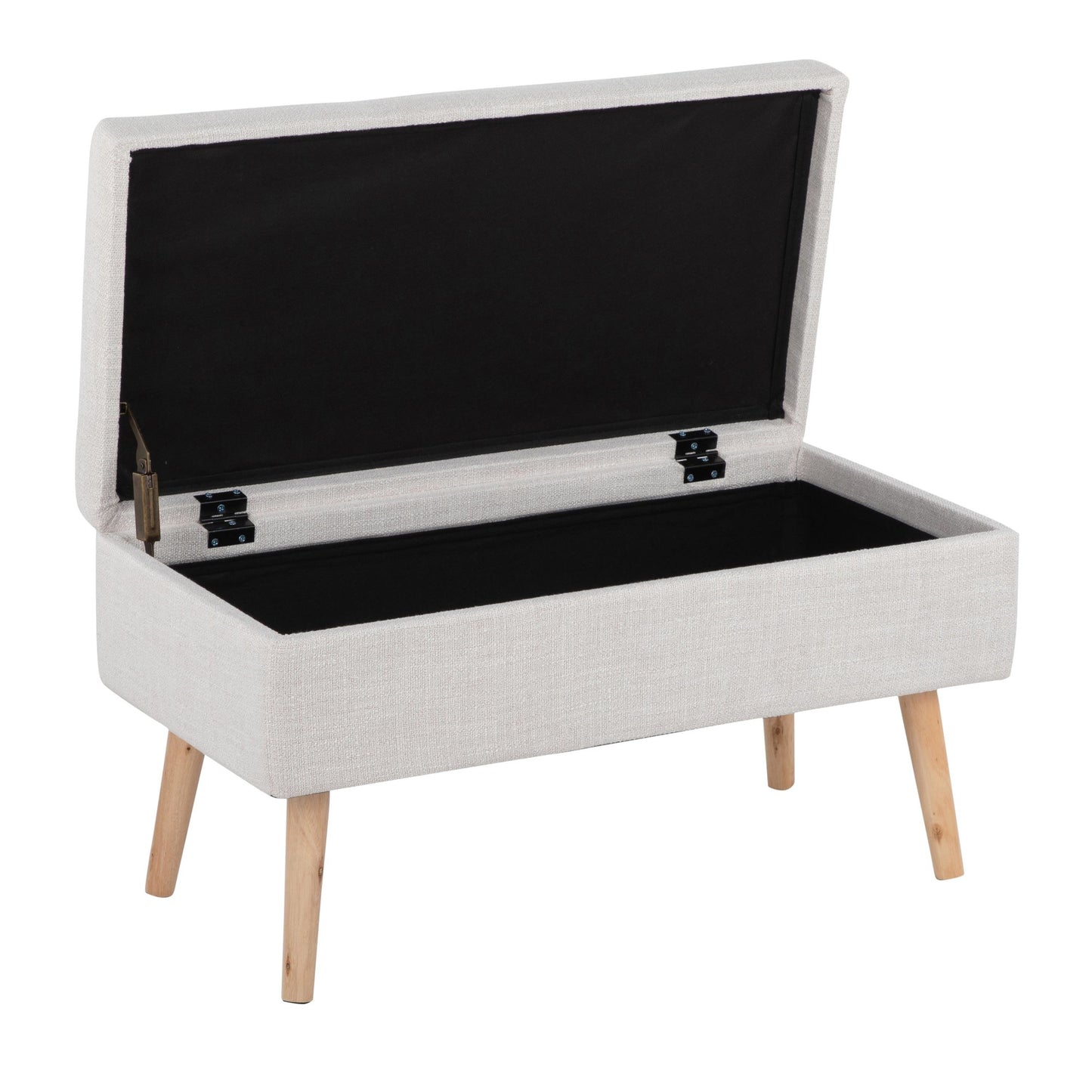 Majestic Office Furniture Contemporary Bench in Natural Wood and Beige Fabric