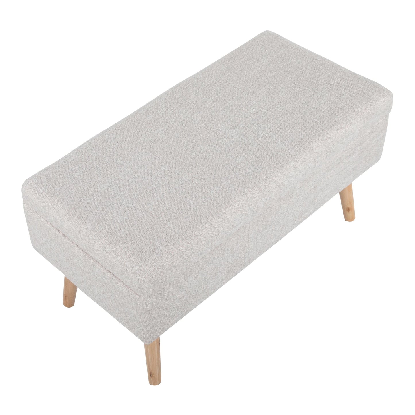Majestic Office Furniture Contemporary Bench in Natural Wood and Beige Fabric