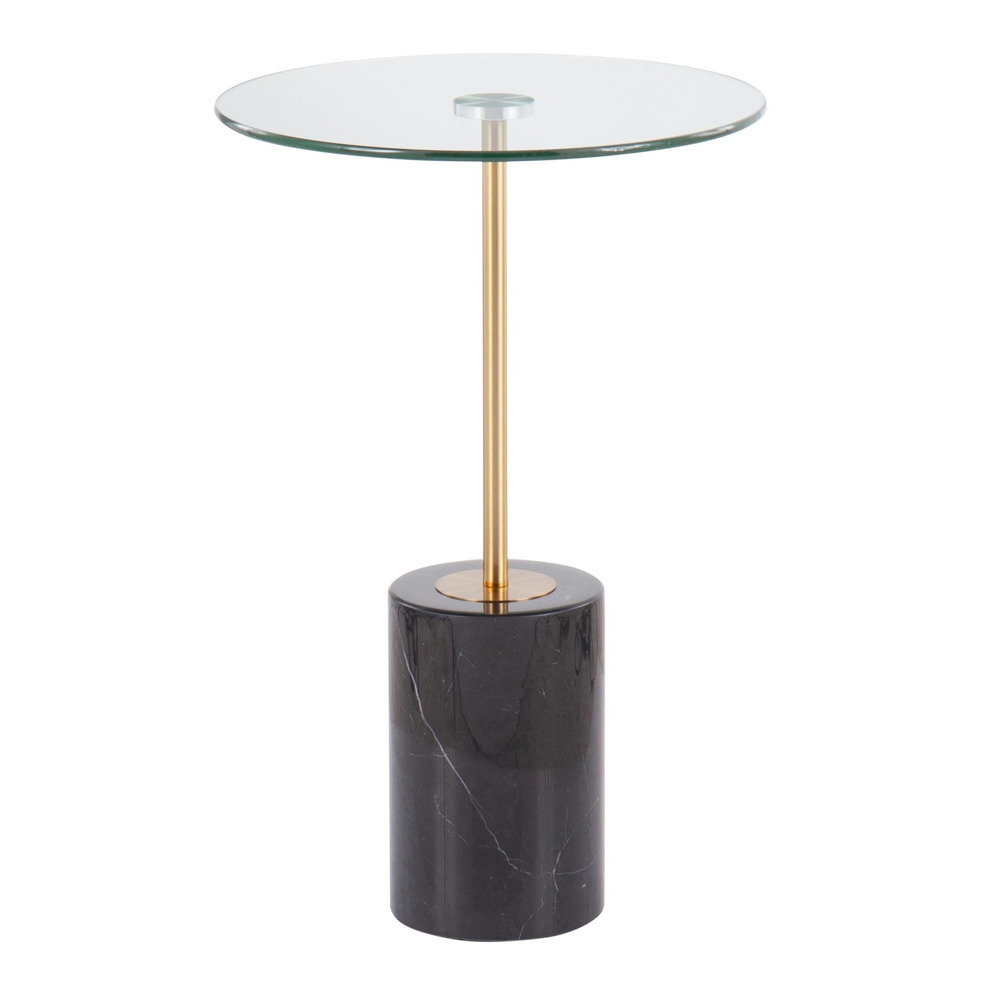Symbol Contemporary Side Table in Gold Metal and White Marble