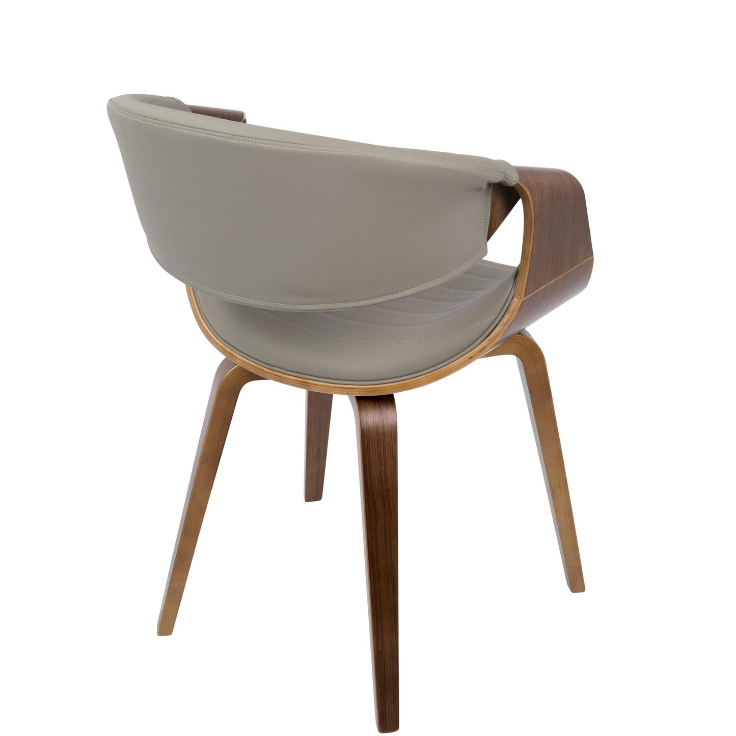 Majestic Office Furniture Mid-Century Modern Dining/Accent Chair in Light Grey Wood and Black Faux Leather