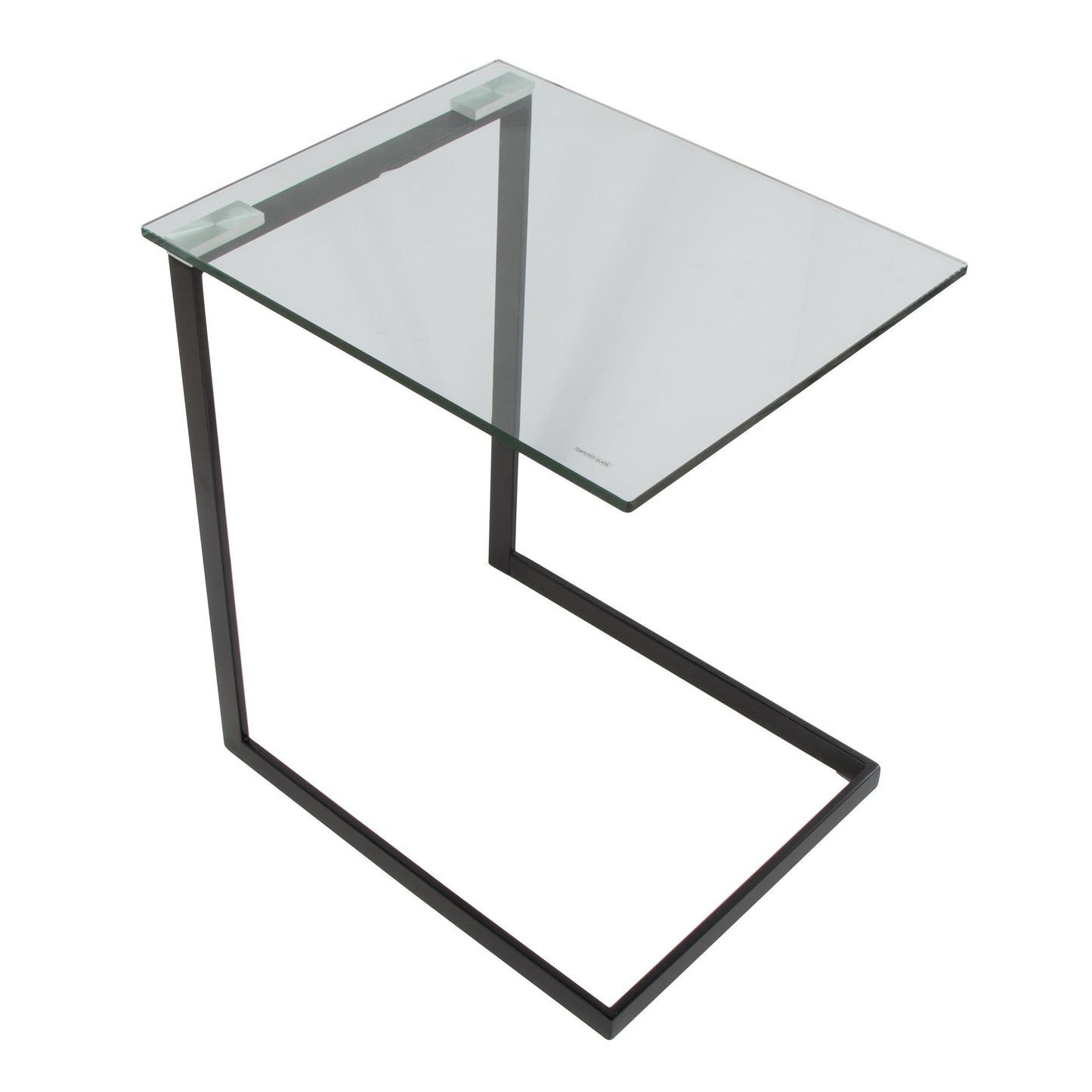 Zenn Contemporary End Table in Gold with Clear Glass