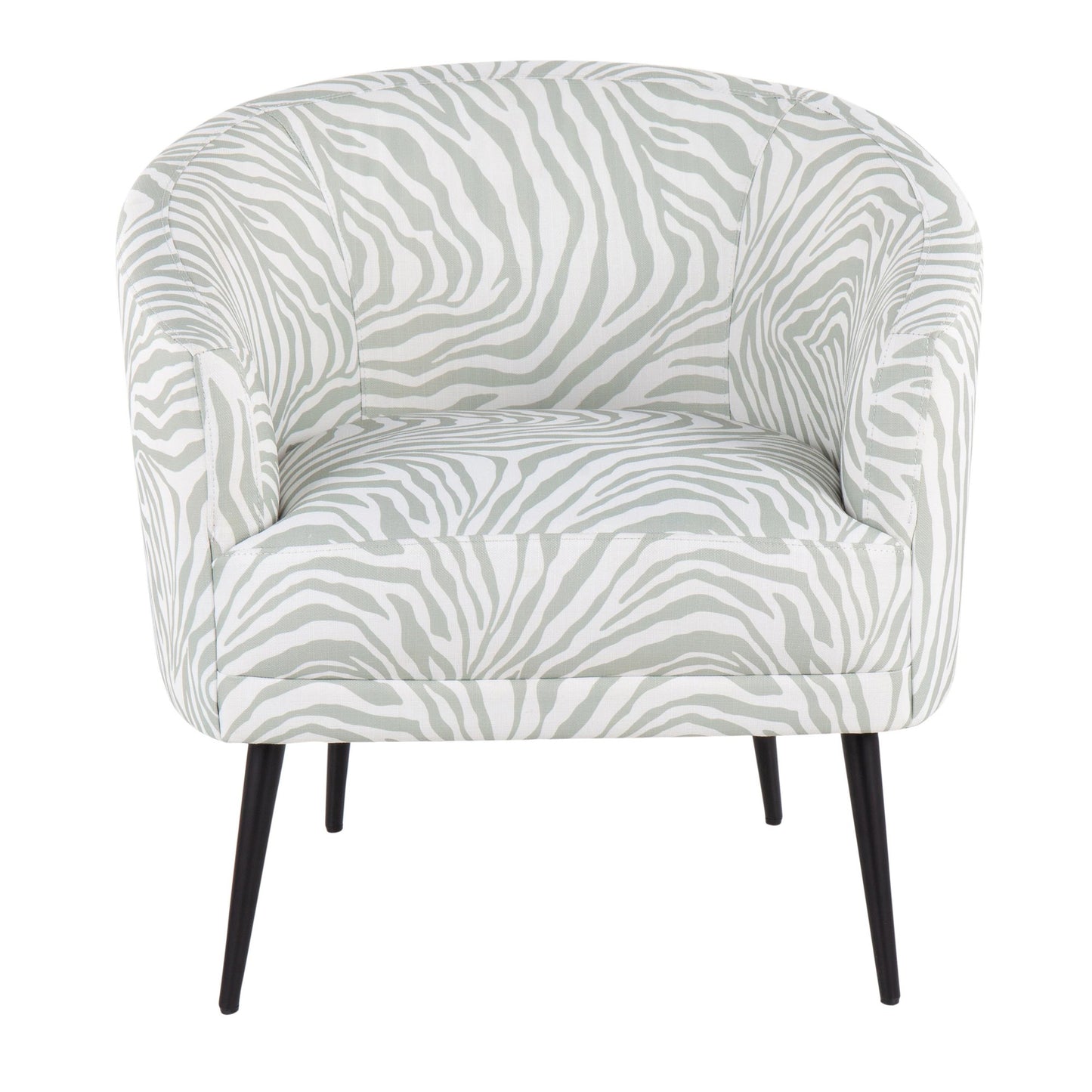 Majestic Office Furniture Contemporary/glam Accent Chair in Black Steel and Light Green Zebra Fabric