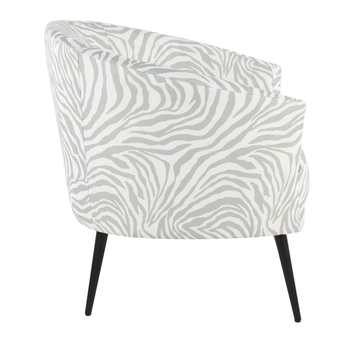 Majestic Office Furniture Contemporary/glam Accent Chair in Black Steel and Light Green Zebra Fabric