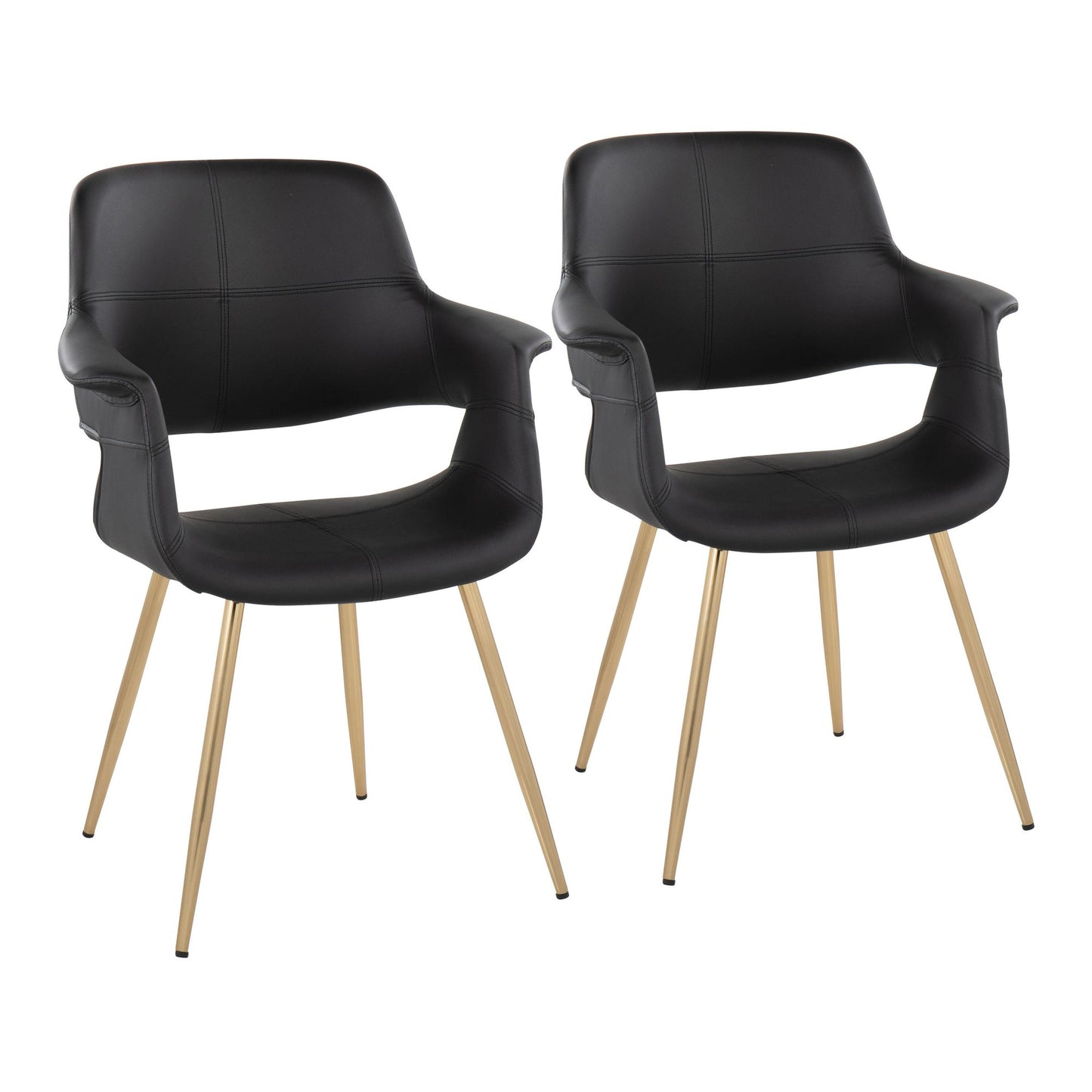 Vintage Flair Glam/Art Deco Chair in Gold Metal and Cream Fabric by Majestic Office Furniture - Set of 2