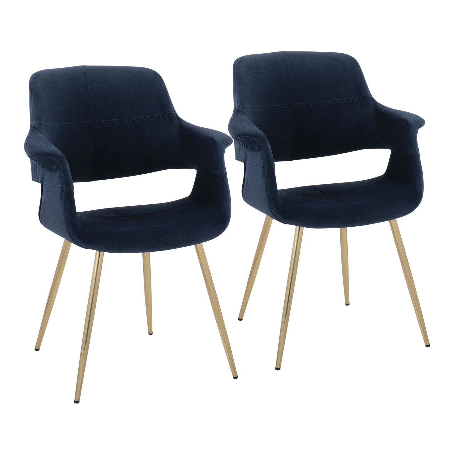 Vintage Flair Glam/Art Deco Chair in Gold Metal and Cream Fabric by Majestic Office Furniture - Set of 2