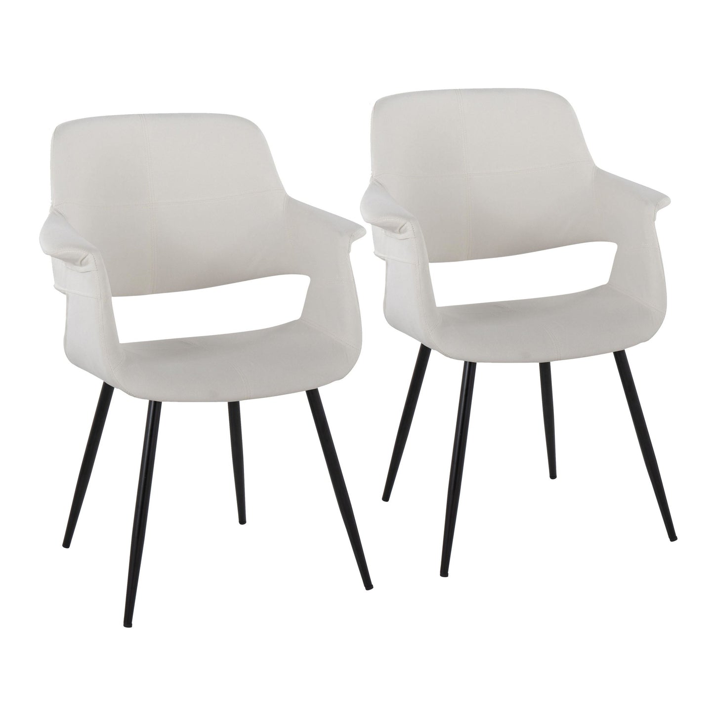 Vintage Flair Glam/Art Deco Chair in Gold Metal and Cream Fabric by Majestic Office Furniture - Set of 2