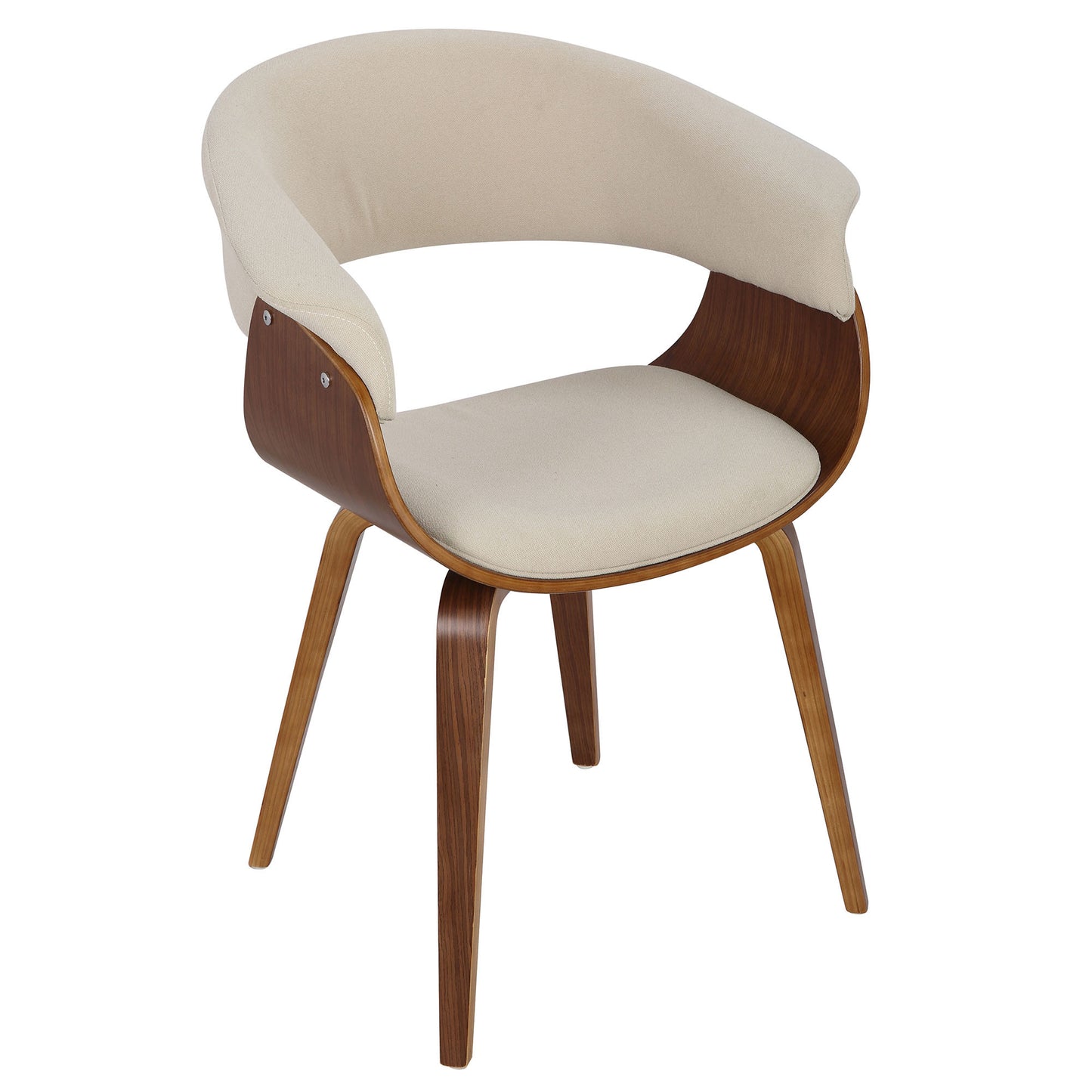Mid-Century Modern Dining/Accent Chair in Natural Wood and Cream Fabric by Majestic Office Furniture