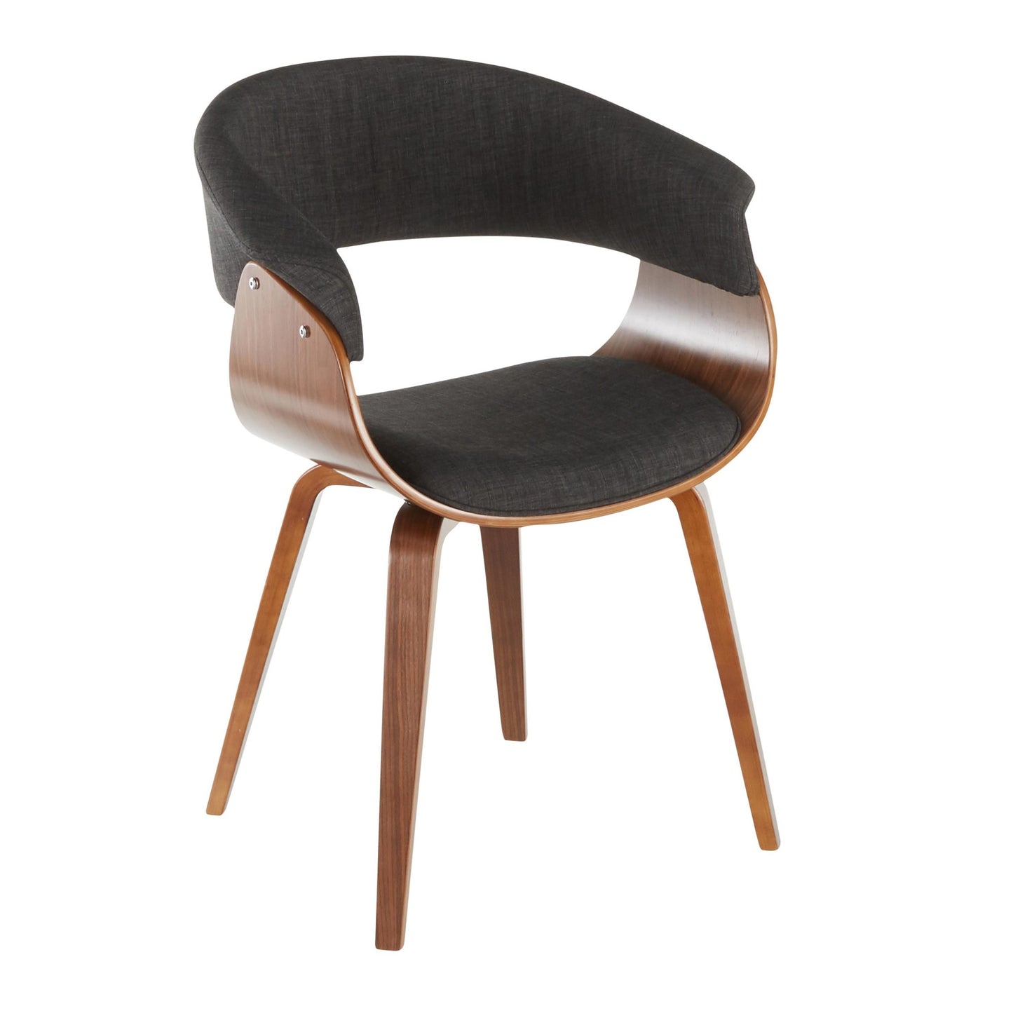 Vintage Mod Mid-Century Modern Dining/accent Chair in Walnut Wood and Blue Fabric by Majestic Office Furniture - Set of 2