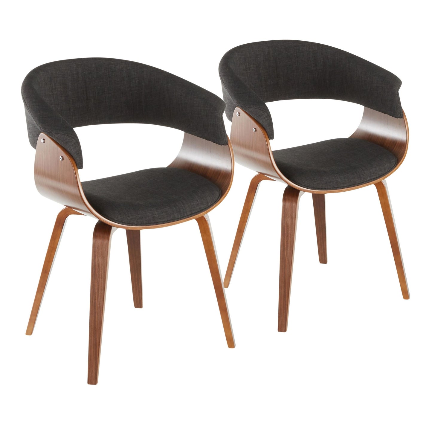 Vintage Mod Mid-Century Modern Dining/accent Chair in Walnut Wood and Blue Fabric by Majestic Office Furniture - Set of 2