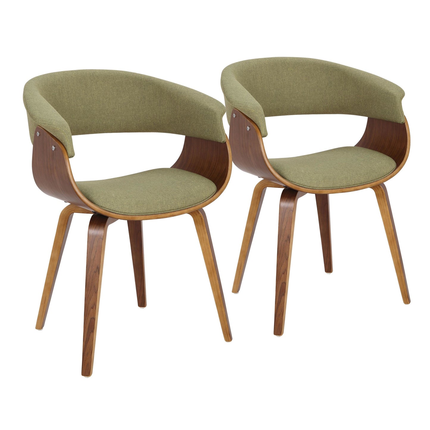 Vintage Mod Mid-Century Modern Dining/accent Chair in Walnut Wood and Blue Fabric by Majestic Office Furniture - Set of 2