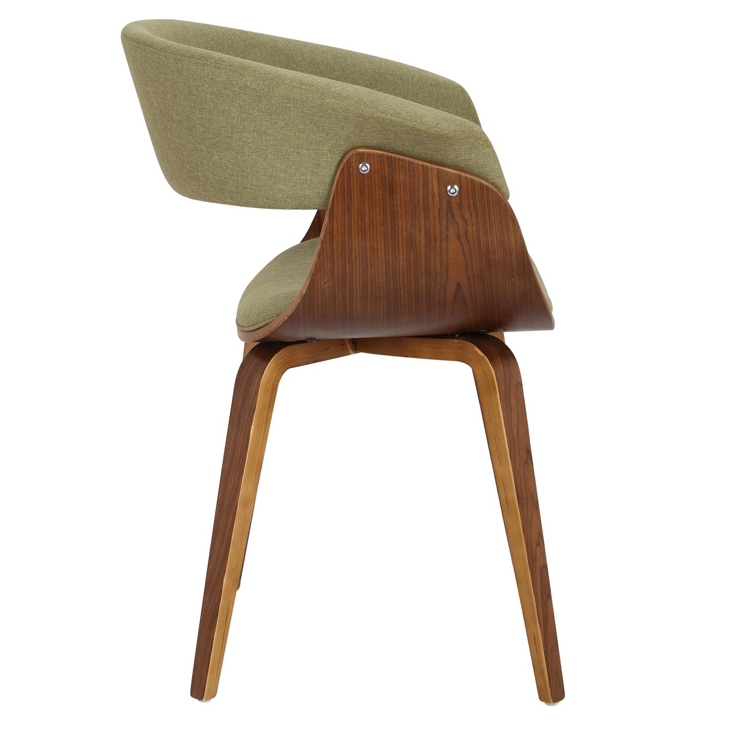 Vintage Mod Mid-Century Modern Dining/accent Chair in Walnut Wood and Blue Fabric by Majestic Office Furniture - Set of 2