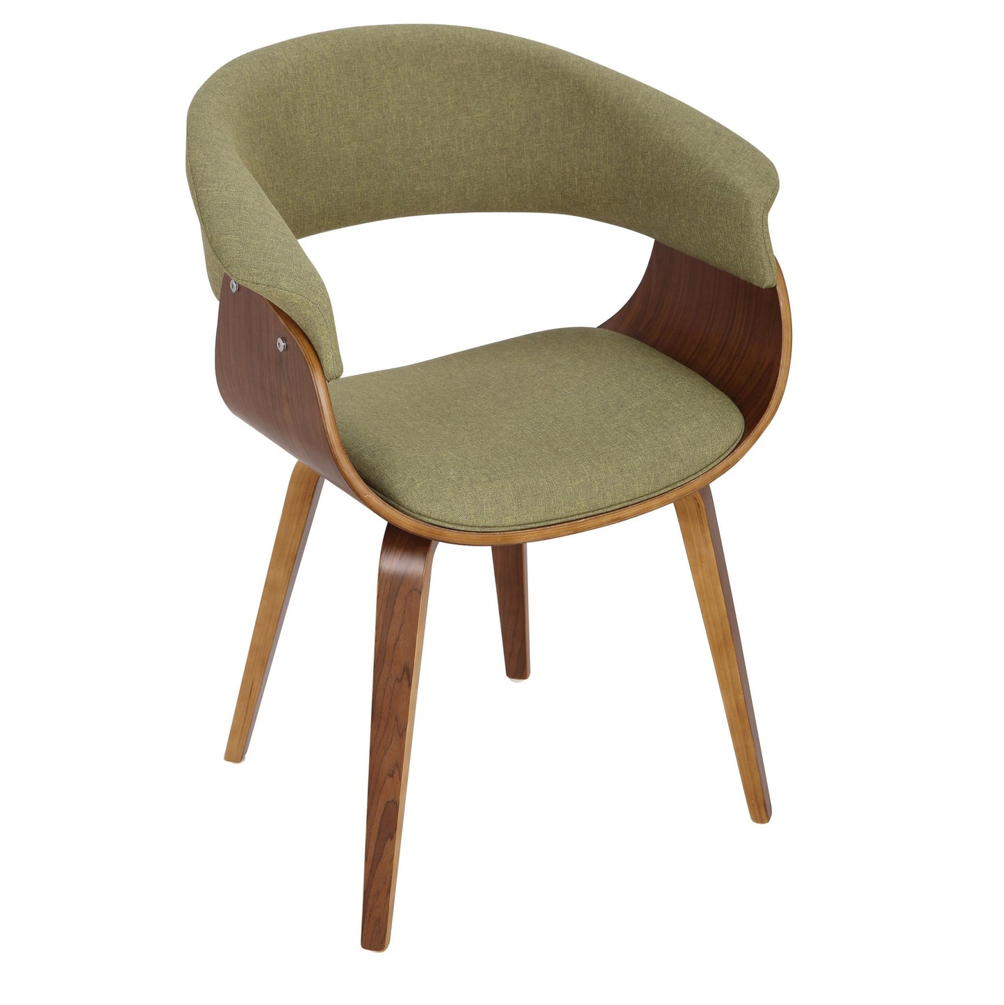 Vintage Mod Mid-Century Modern Dining/accent Chair in Walnut Wood and Blue Fabric by Majestic Office Furniture - Set of 2