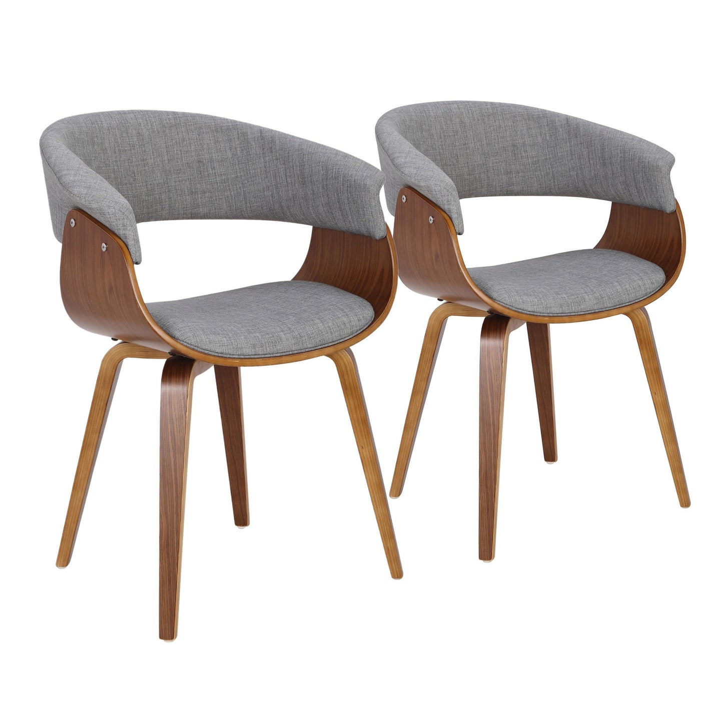 Vintage Mod Mid-Century Modern Dining/accent Chair in Walnut Wood and Blue Fabric by Majestic Office Furniture - Set of 2