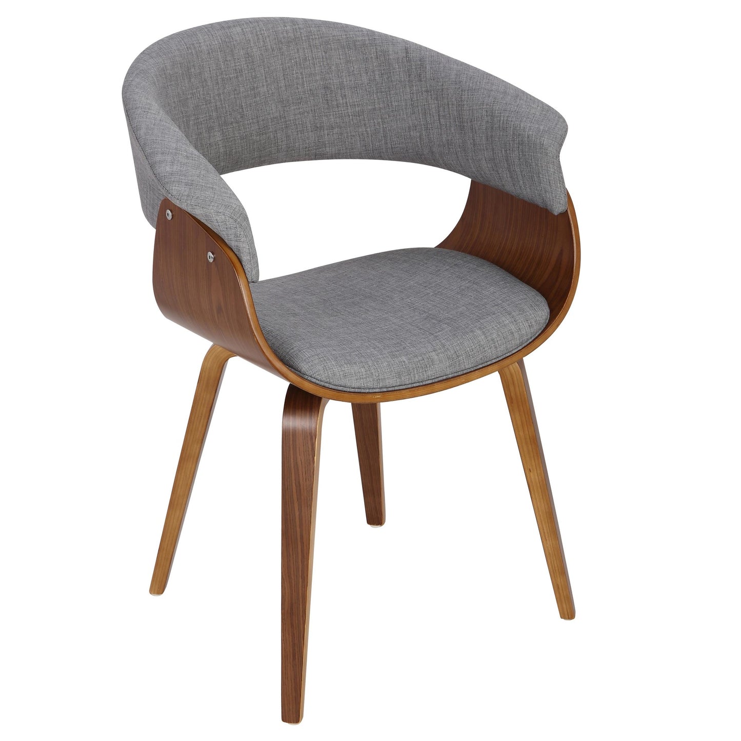 Vintage Mod Mid-Century Modern Dining/accent Chair in Walnut Wood and Blue Fabric by Majestic Office Furniture - Set of 2