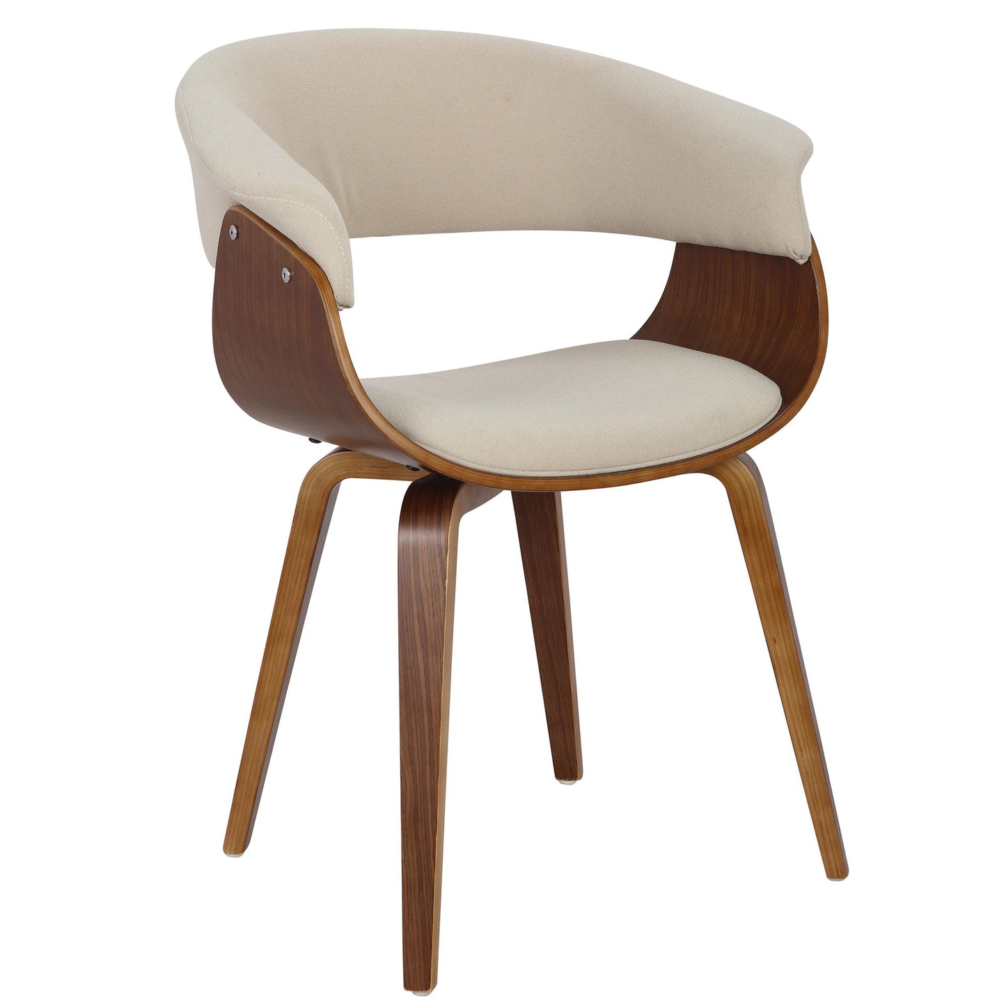 Vintage Mod Mid-Century Modern Dining/accent Chair in Walnut Wood and Blue Fabric by Majestic Office Furniture - Set of 2