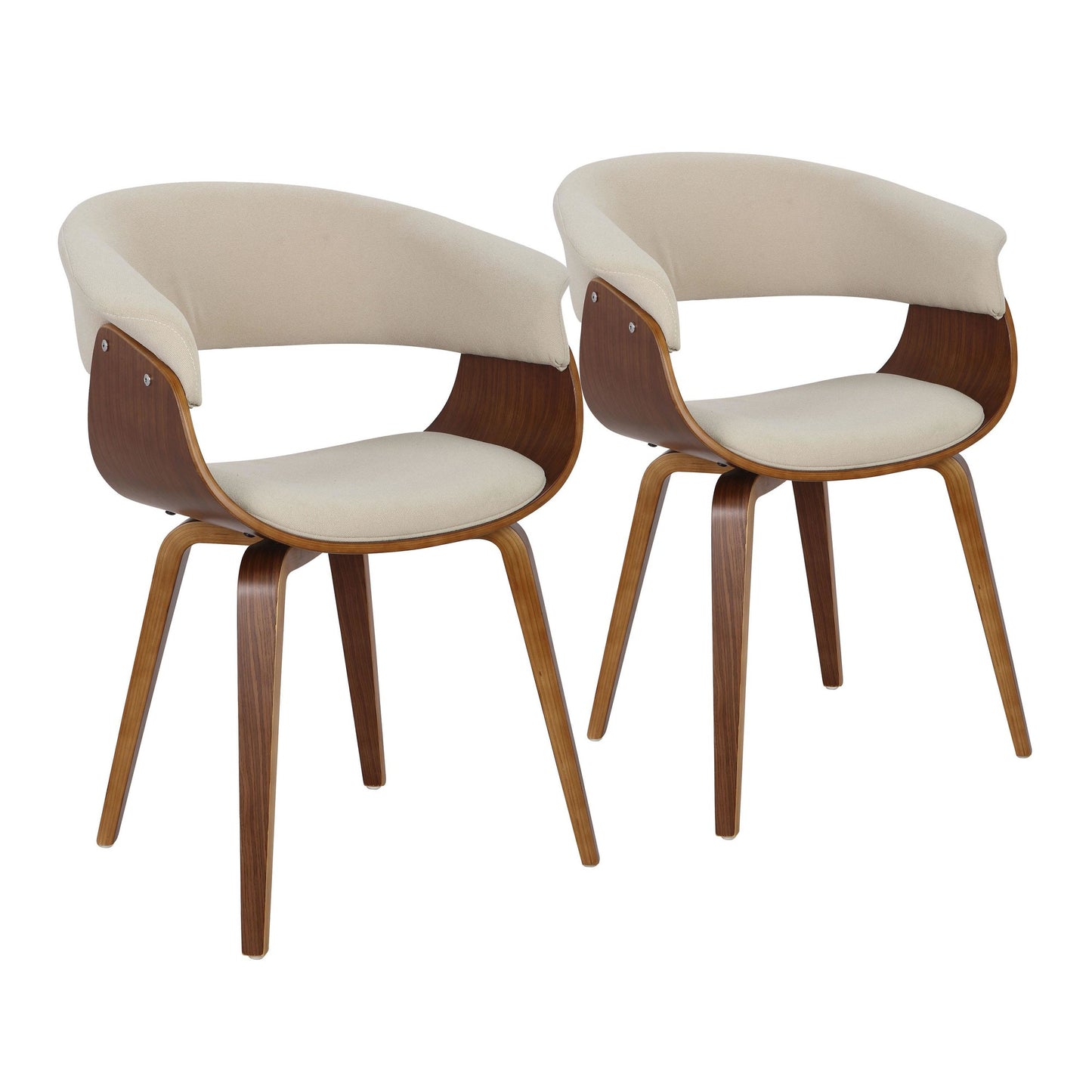 Vintage Mod Mid-Century Modern Dining/accent Chair in Walnut Wood and Blue Fabric by Majestic Office Furniture - Set of 2