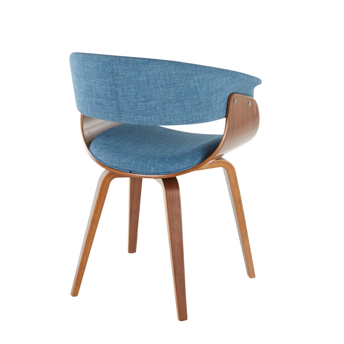 Vintage Mod Mid-Century Modern Dining/accent Chair in Walnut Wood and Blue Fabric by Majestic Office Furniture - Set of 2