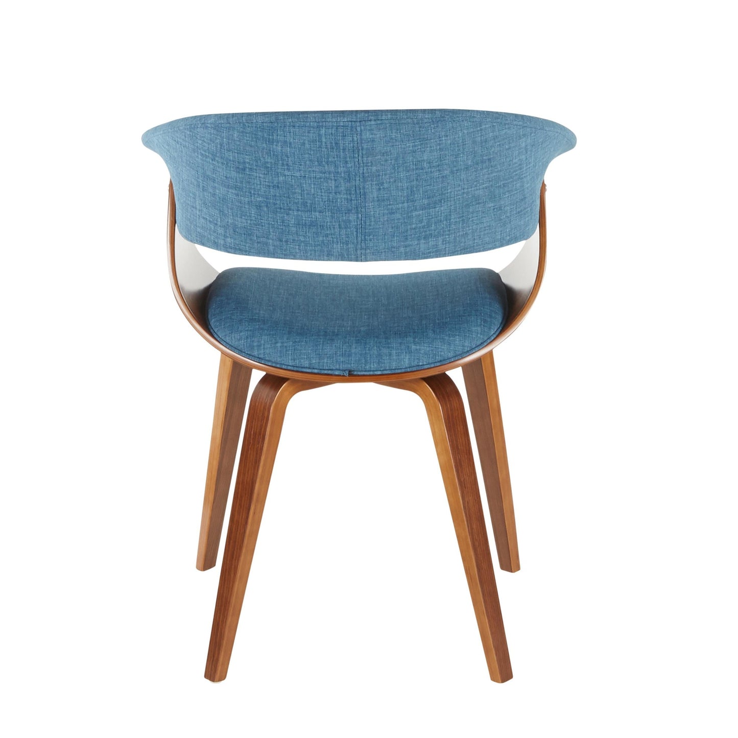 Vintage Mod Mid-Century Modern Dining/accent Chair in Walnut Wood and Blue Fabric by Majestic Office Furniture - Set of 2