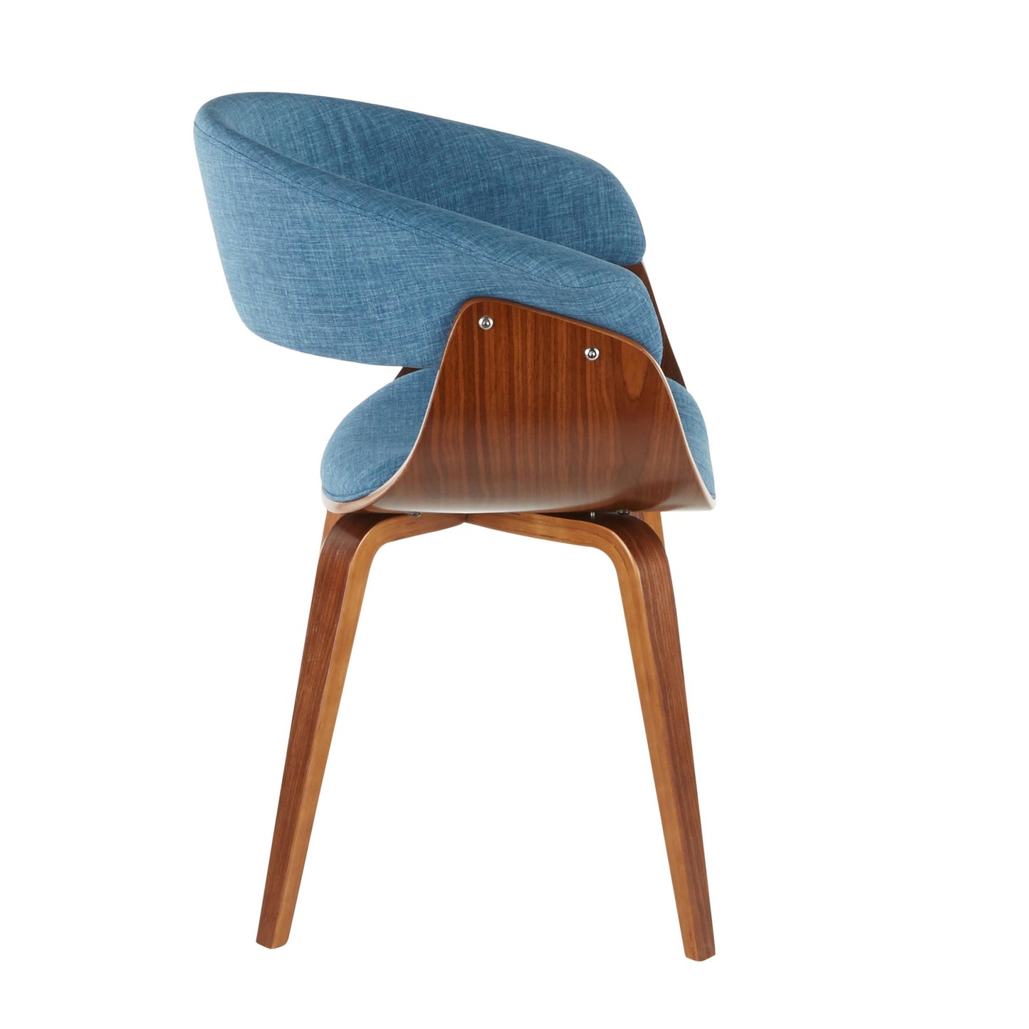 Vintage Mod Mid-Century Modern Dining/accent Chair in Walnut Wood and Blue Fabric by Majestic Office Furniture - Set of 2