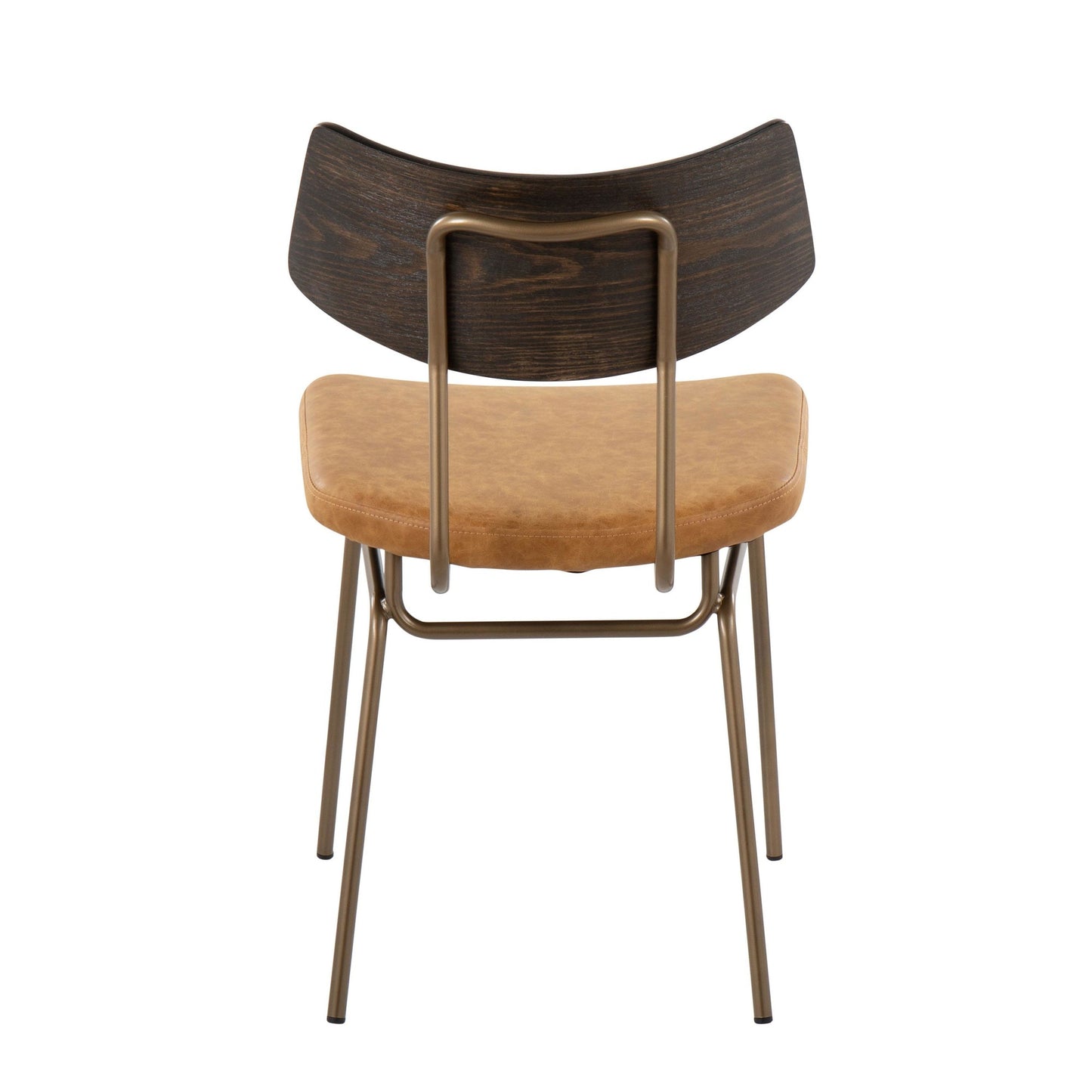 Mid-Century Modern Chair in Antique Copper Metal, Mustard Yellow Faux Leather, and Walnut Wood by Majestic Office Furniture - Set of 2