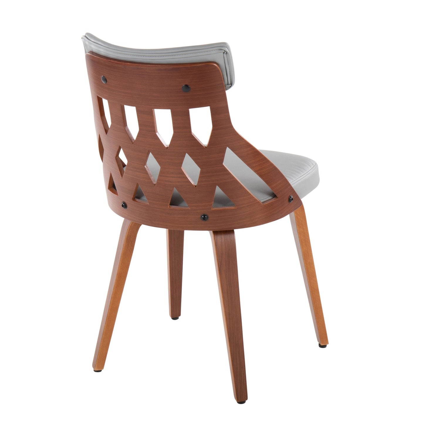 Mid-Century Modern Chair in Walnut Wood and Light Grey Faux Leather by Majestic Office Furniture - Set of 2