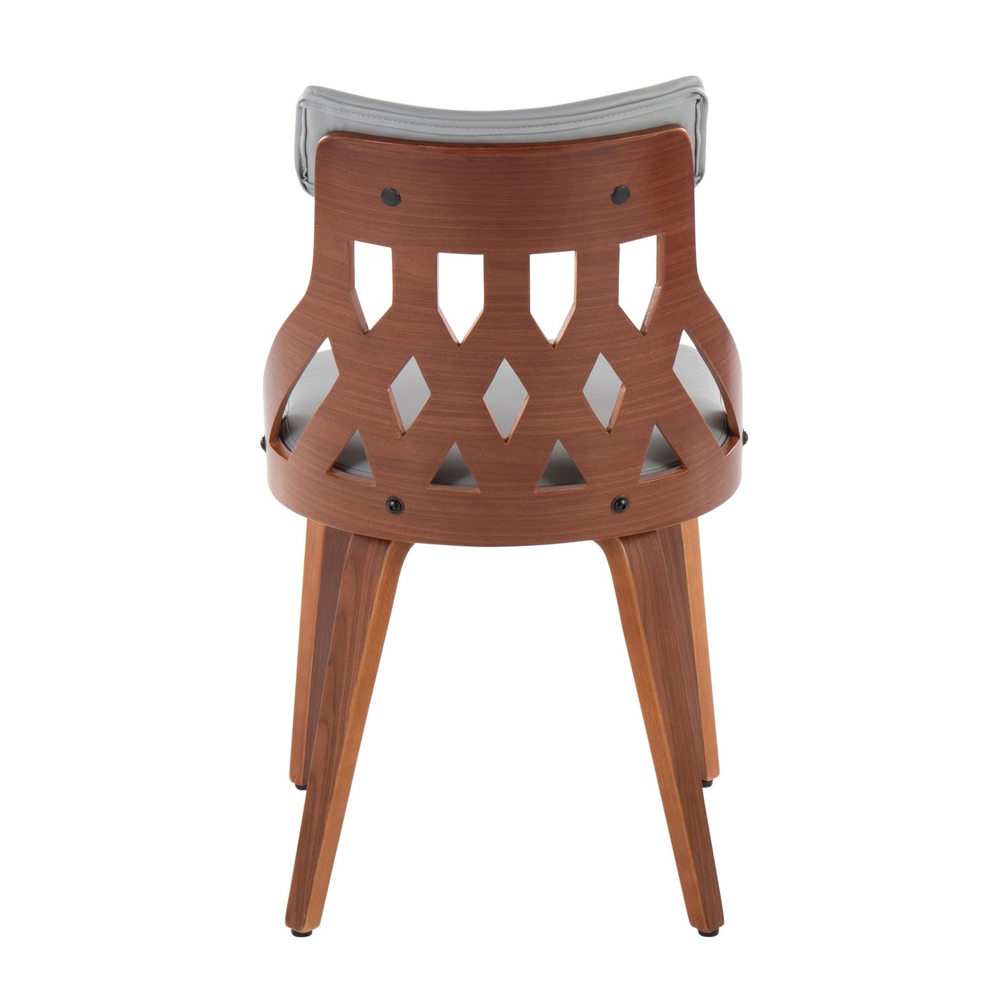 Mid-Century Modern Chair in Walnut Wood and Light Grey Faux Leather by Majestic Office Furniture - Set of 2