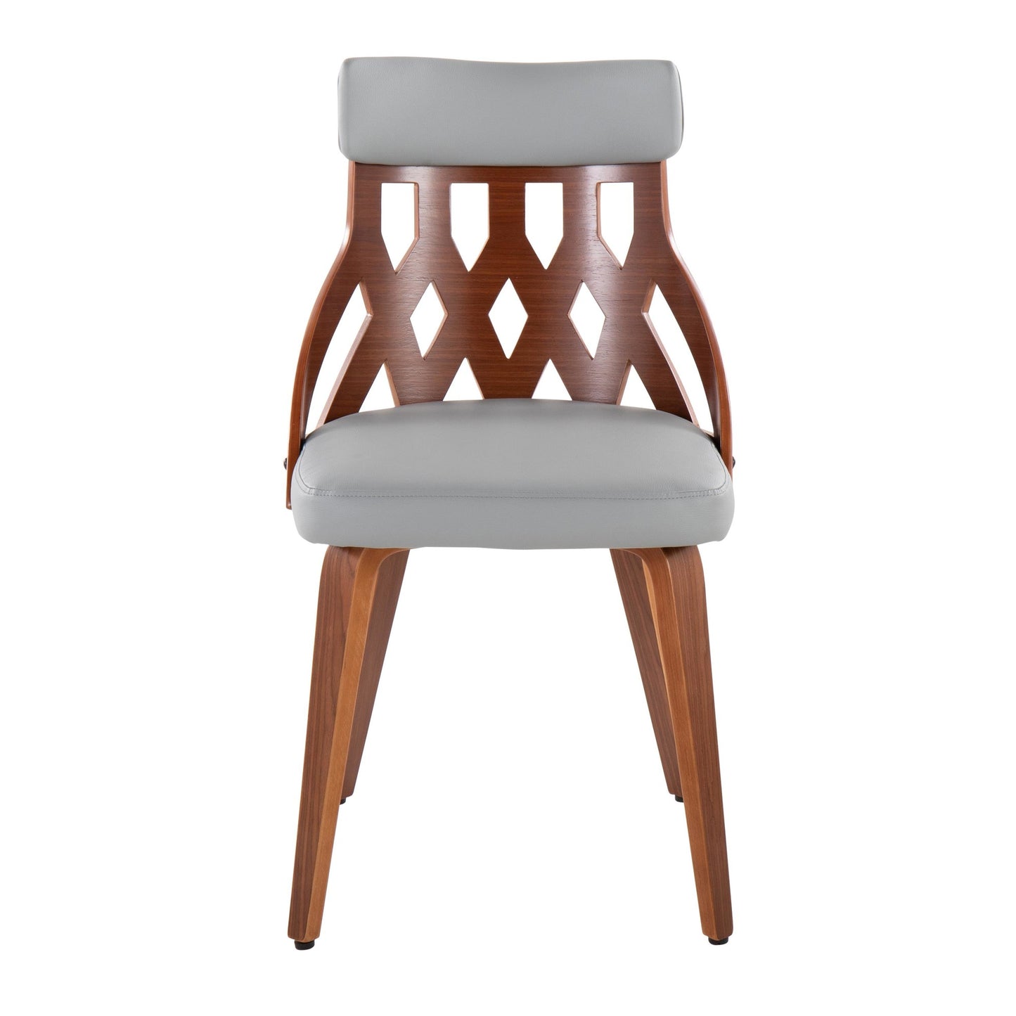 Mid-Century Modern Chair in Walnut Wood and Light Grey Faux Leather by Majestic Office Furniture - Set of 2