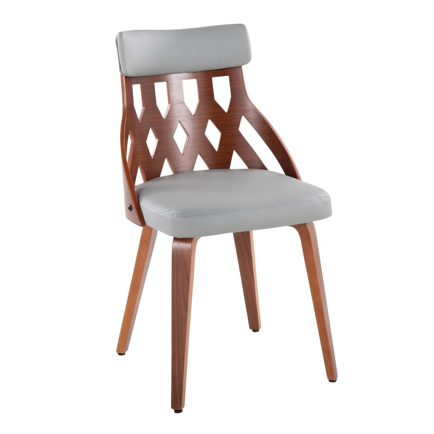 Mid-Century Modern Chair in Walnut Wood and Light Grey Faux Leather by Majestic Office Furniture - Set of 2