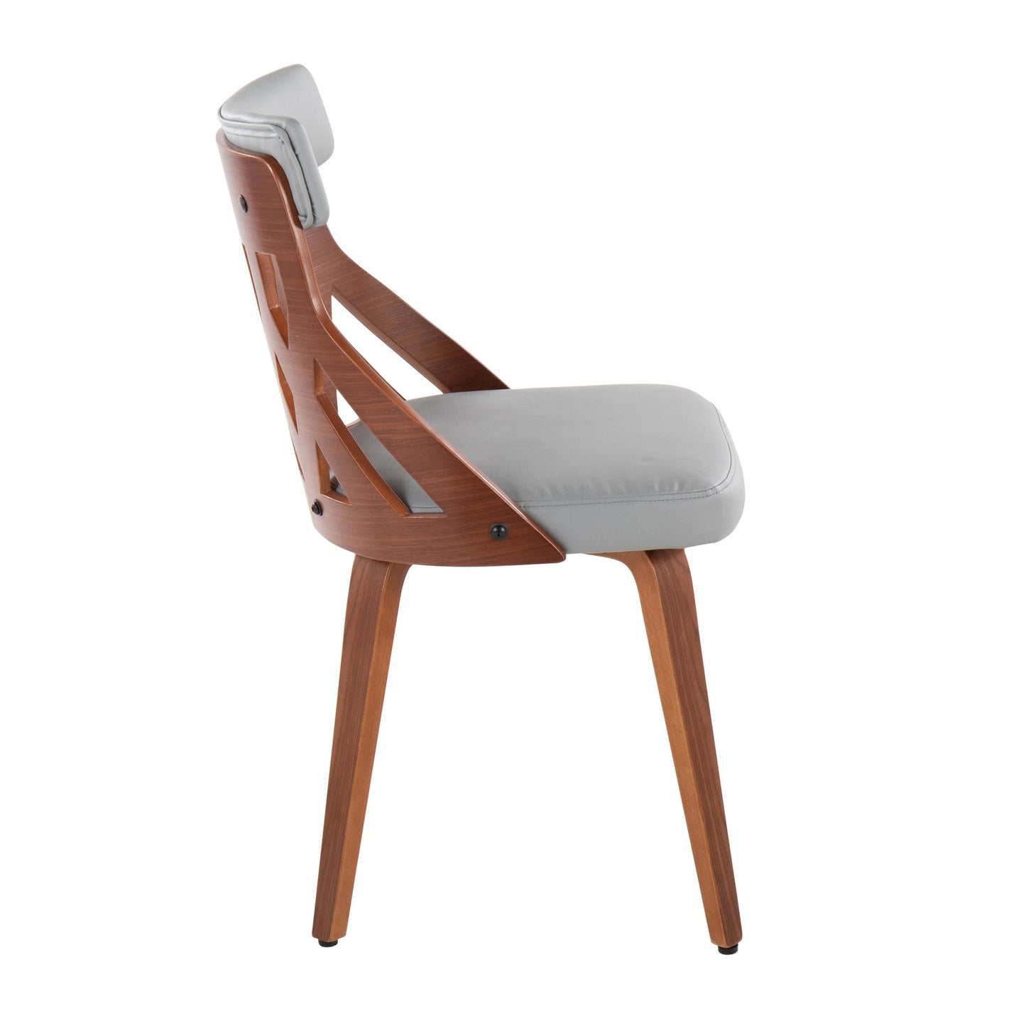 Mid-Century Modern Chair in Walnut Wood and Light Grey Faux Leather by Majestic Office Furniture - Set of 2