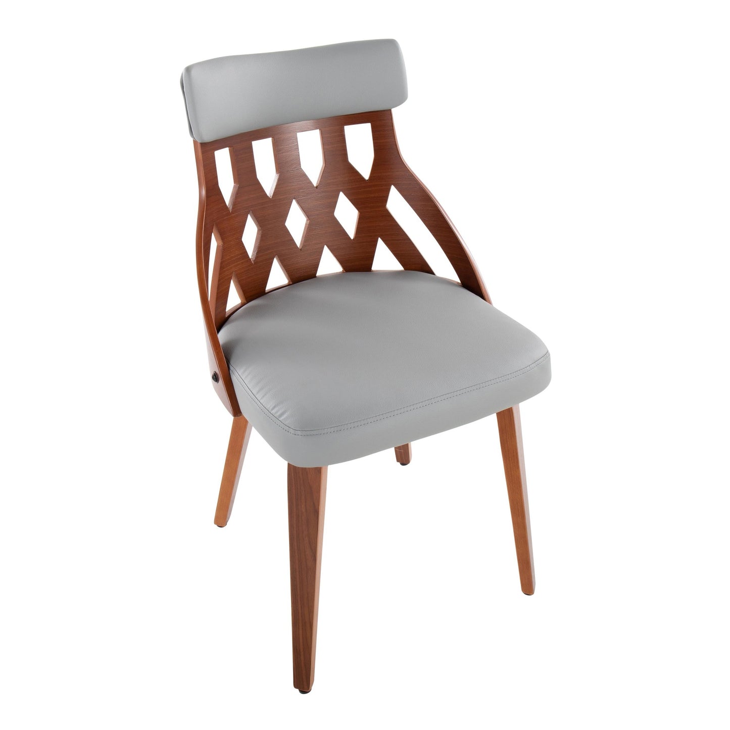 Mid-Century Modern Chair in Walnut Wood and Light Grey Faux Leather by Majestic Office Furniture - Set of 2
