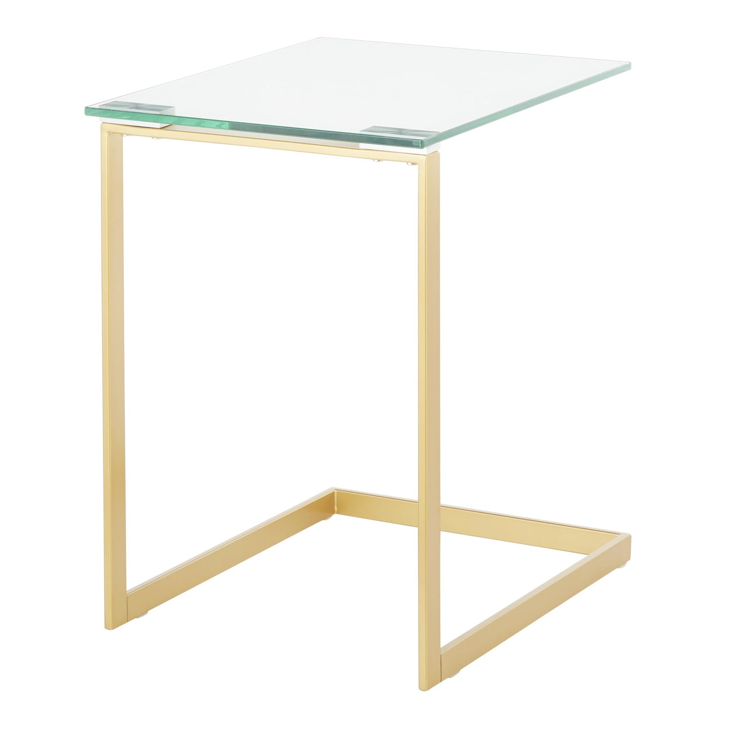 Zenn Contemporary End Table in Gold with Clear Glass