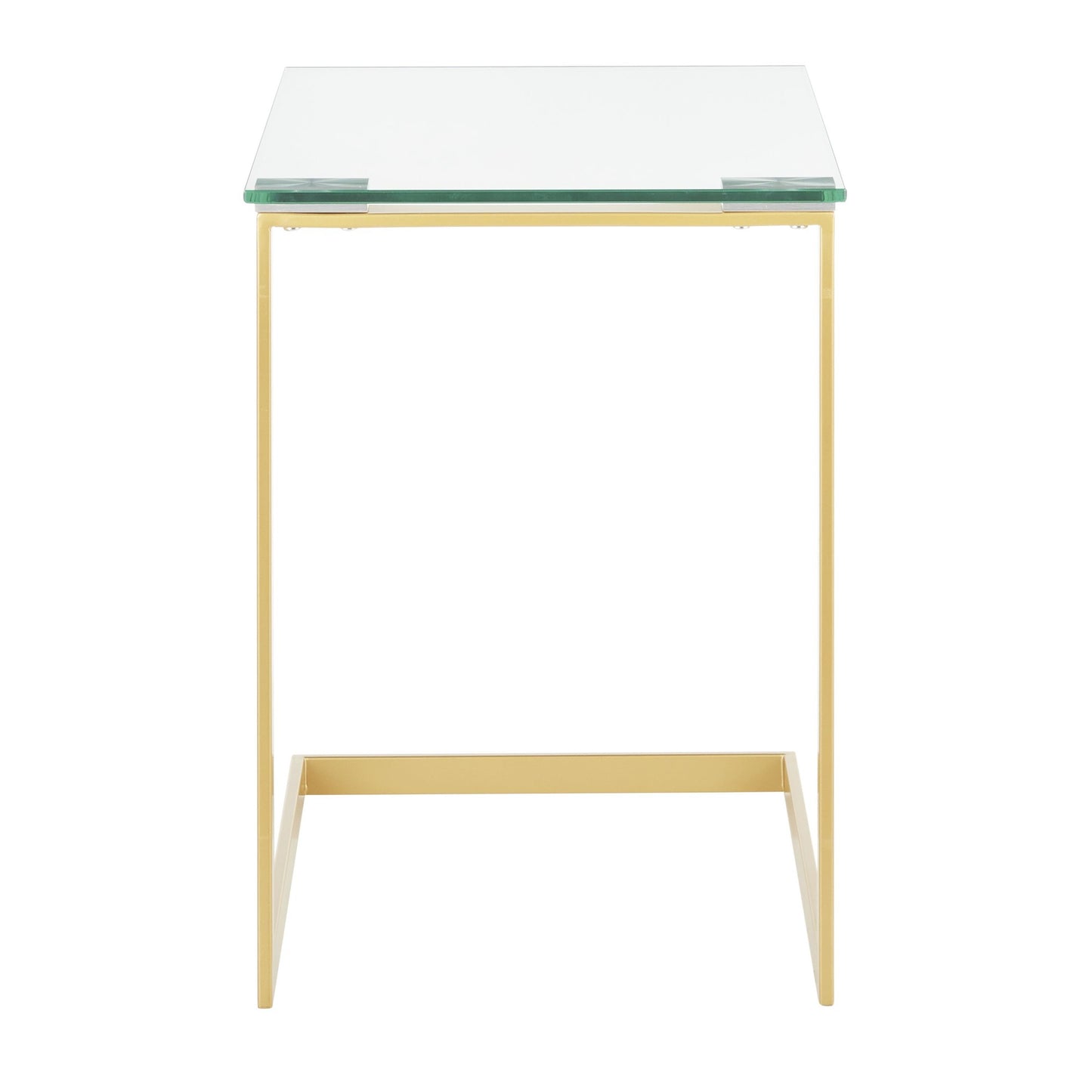 Zenn Contemporary End Table in Gold with Clear Glass