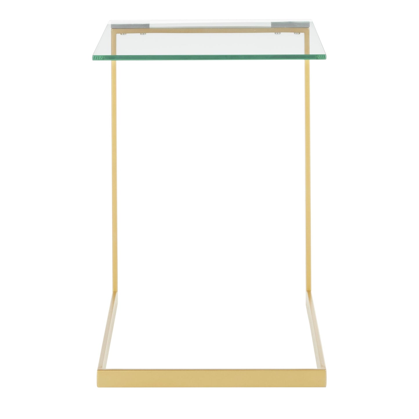 Zenn Contemporary End Table in Gold with Clear Glass