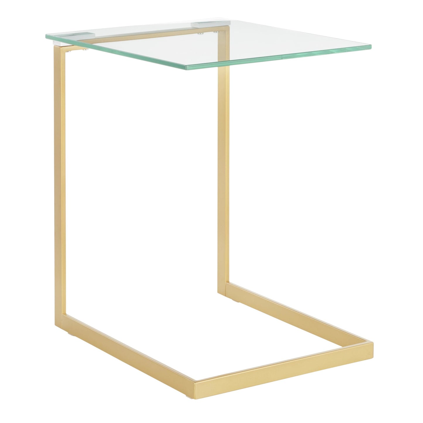 Zenn Contemporary End Table in Gold with Clear Glass