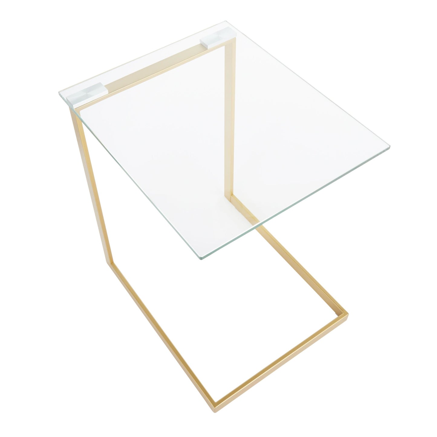 Zenn Contemporary End Table in Gold with Clear Glass
