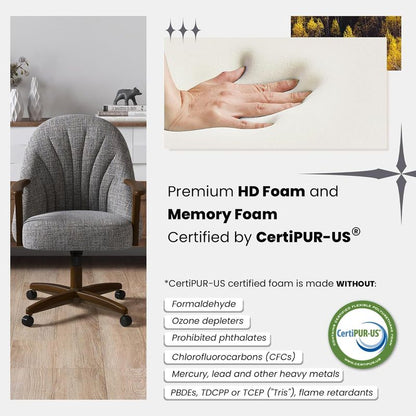 Chromcraft ZIP Ship CM127 Casual Dining Chair Caster Swivel Tilt Fabric Dinning Chair in Walnut Finish