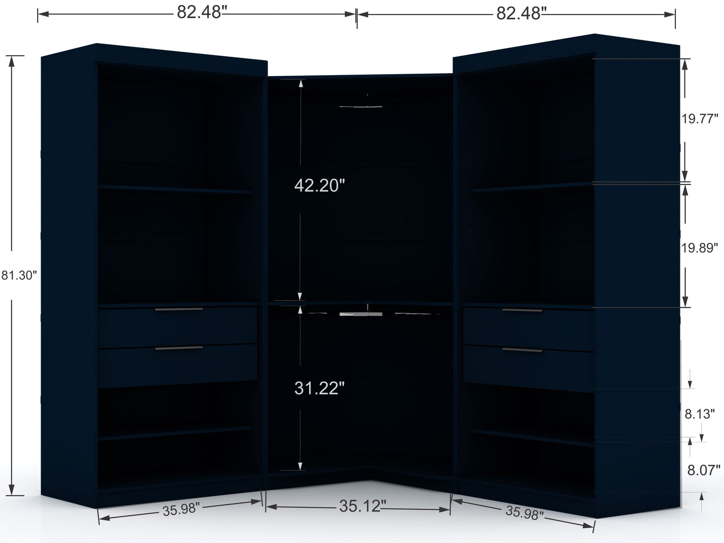 Manhattan Comfort Mulberry Wardrobe/ Armoire/ Closet - Set of 3