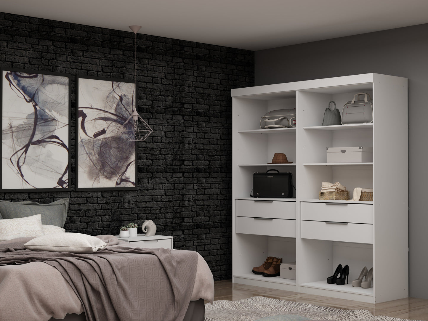 Manhattan Comfort Mulberry Wardrobe/ Armoire/ Closet - Set of 2