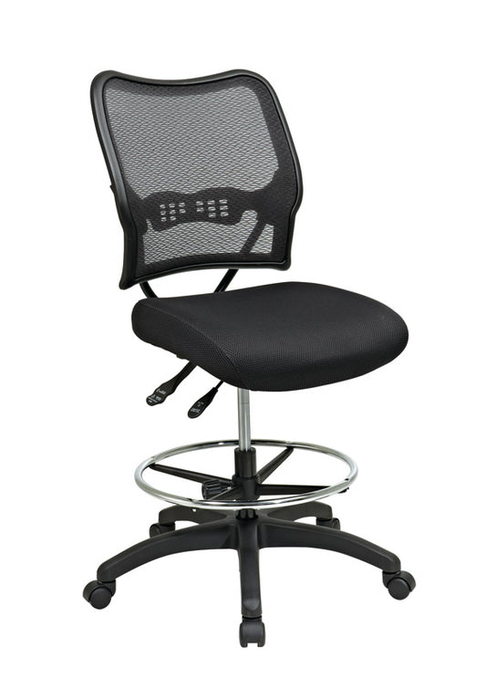 Deluxe Air Grid® Back Drafting Chair with Black Mesh Seat, Dual Function
Control, Adjustable Footring and Angled Nylon Base