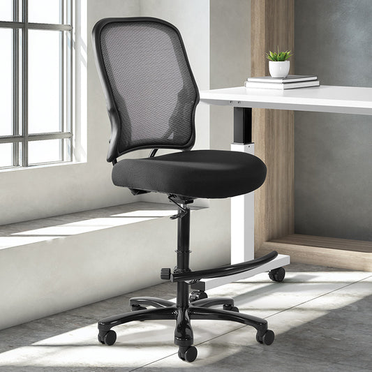 Dual Layer Air Grid® Back Drafting Chair with Black Mesh Seat, Adjustable
Footring and Industrial Steel Finish Base