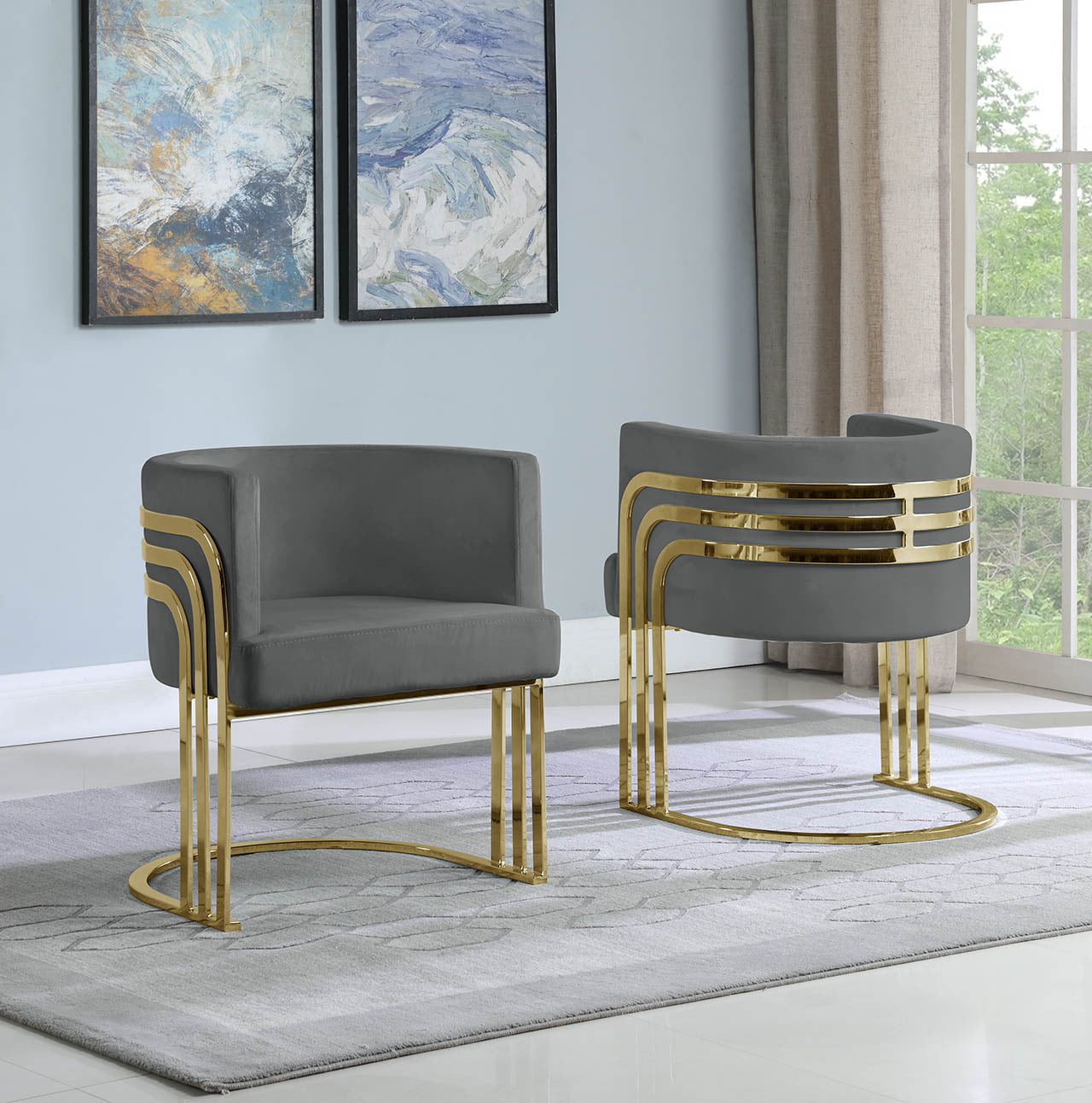 Velvet Barrel Chair, Gold Base