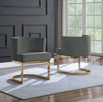 Velvet Side Chair with Gold, Chrome Base – Single