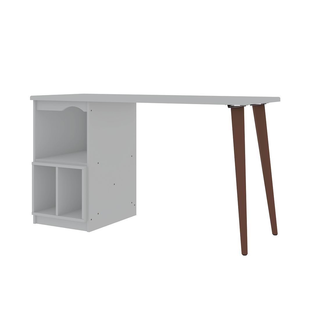 Manhattan Comfort Hampton 53.54 Home Office Desk with 3 Cubby Spaces and Solid Wood Legs