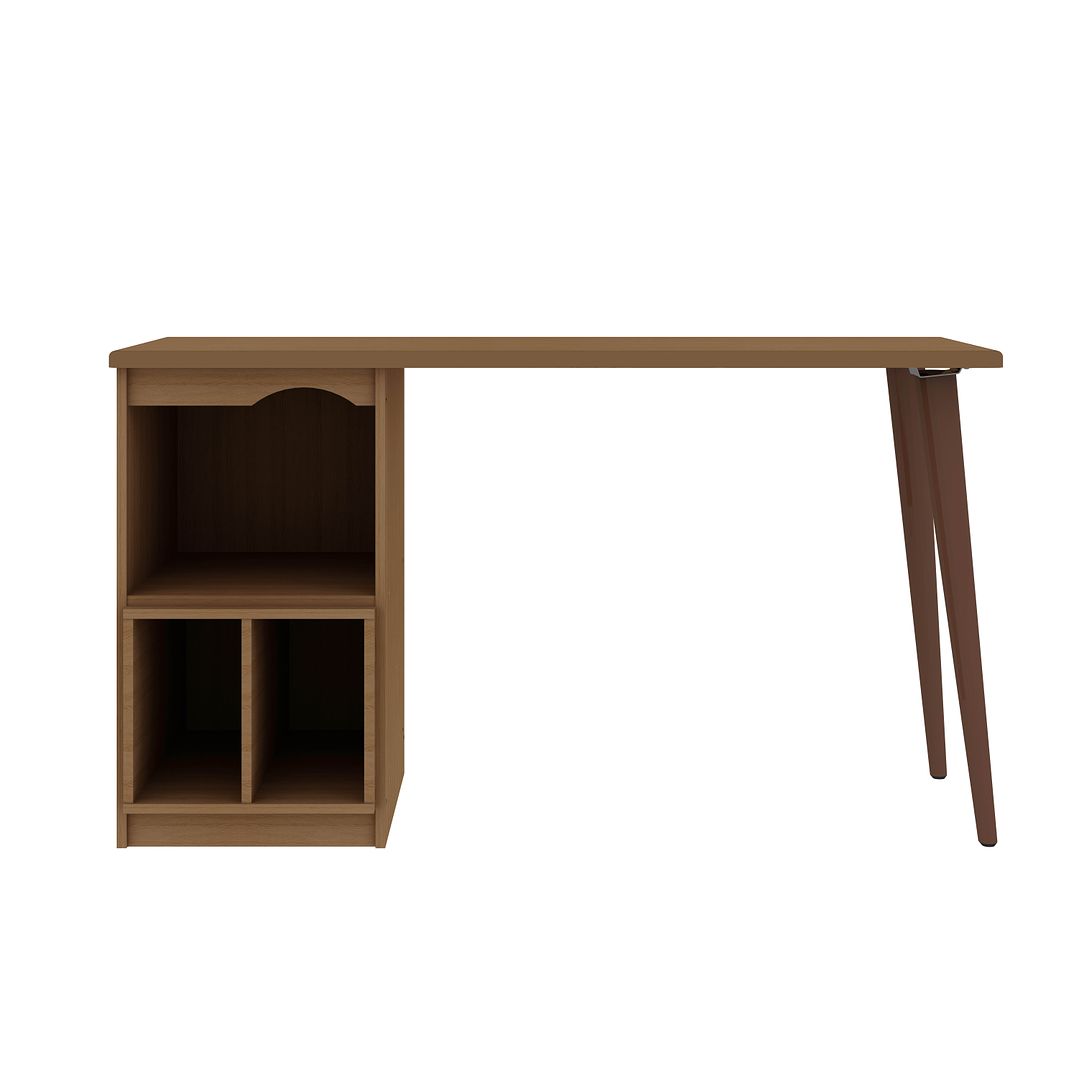 Manhattan Comfort Hampton 53.54 Home Office Desk with 3 Cubby Spaces and Solid Wood Legs