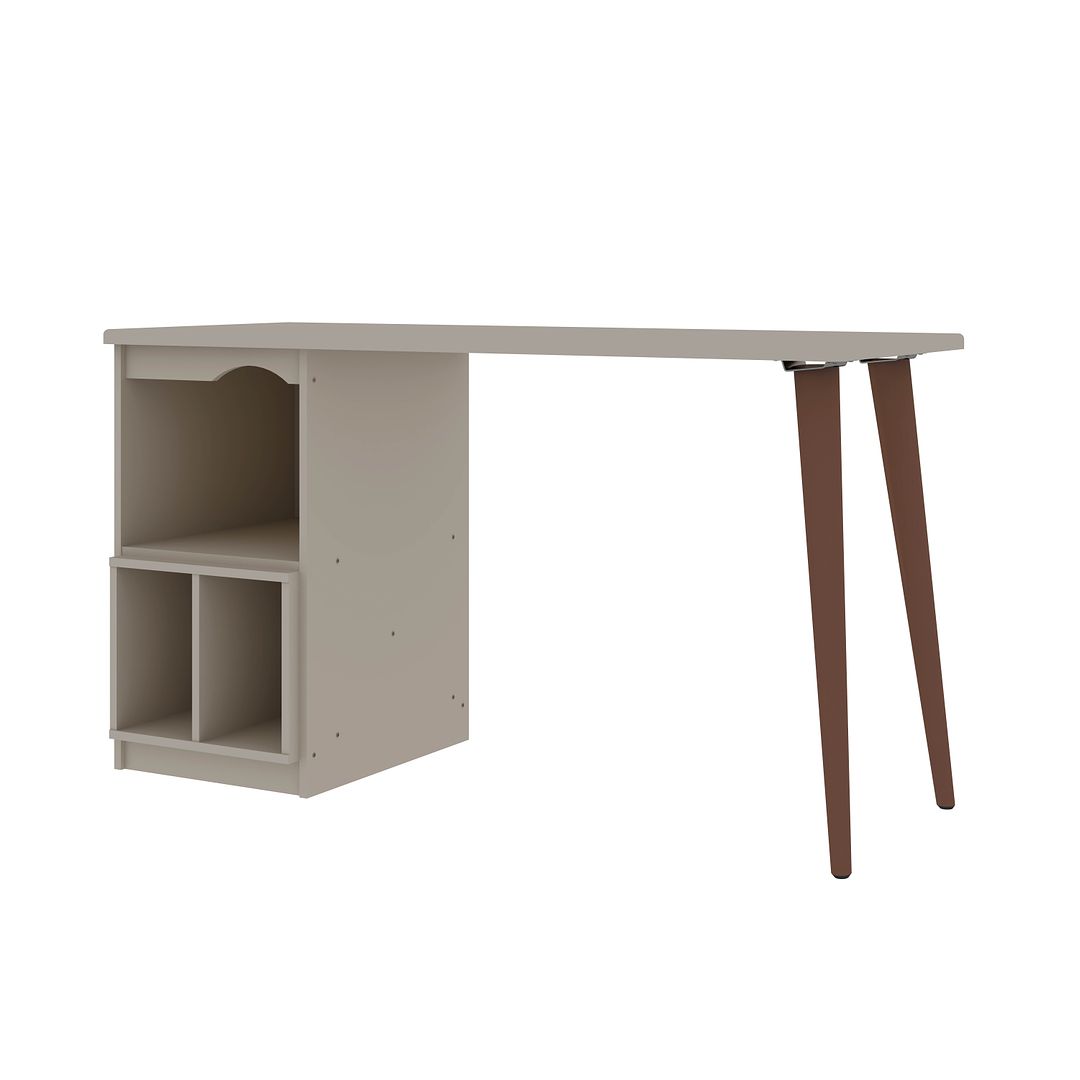 Manhattan Comfort Hampton 53.54 Home Office Desk with 3 Cubby Spaces and Solid Wood Legs